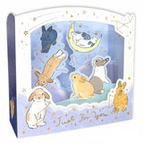 Pop-up Greeting Card Just For You Bunnies in Starry Sky
