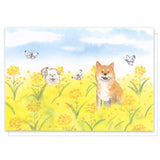 Pop-up Greeting Card Spring Shiba & Rape Blossoms