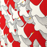 Cloth Hamamonyo Iwai Zuru Crane Red