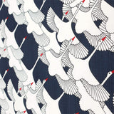 Cloth Hamamonyo Iwai Zuru Crane Navy