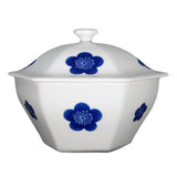 Bowl with Lid Rokkaku Plum Blue