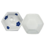 Bowl with Lid Rokkaku Plum Blue