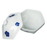 Bowl with Lid Rokkaku Plum Blue