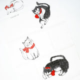 Tenugui Gauze Towel Fukuneko Kinked Tail Cat