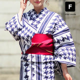Yukata for Women Houndstooth Stripe