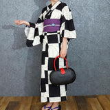 Yukata for Women Checkered with Soft Obi Small Size