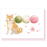 Greeting Card Shiba with Dango