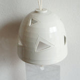 Ceramic Wind Chime Triangle Sukashi White By Masahiro Ito