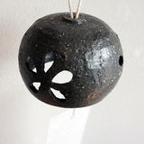 Ceramic Wind Chime Sukashi Hanamaru Black By Masahiro Ito