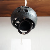 Ceramic Wind Chime Sukashi Hanamaru Black By Masahiro Ito