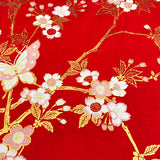 Yukata Robe for Women Sakura and Butterflies Red