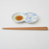 Kowake Plate Kiku Fuki Botan Blue Hasami