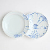 Kowake Plate Kiku Fuki Botan Blue Hasami