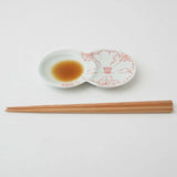 Kowake Plate Kiku Fuki Botan Red Hasami